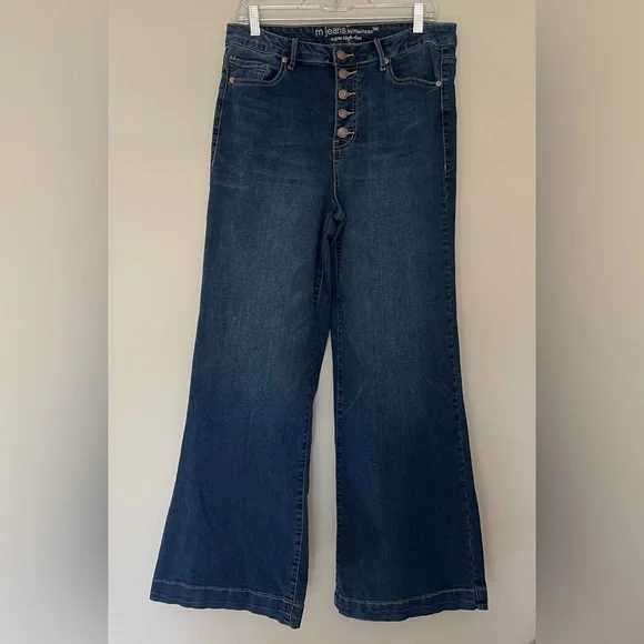 M Jeans High-Rise Wide Leg Women’s Jeans in Dark Blue - Picture 1 of 7